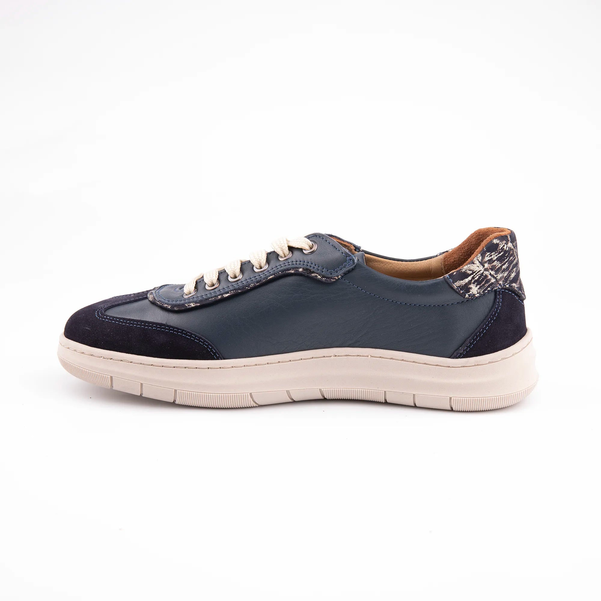MrCalvano Palm Springs Navy Leather Casual Women's Shoes