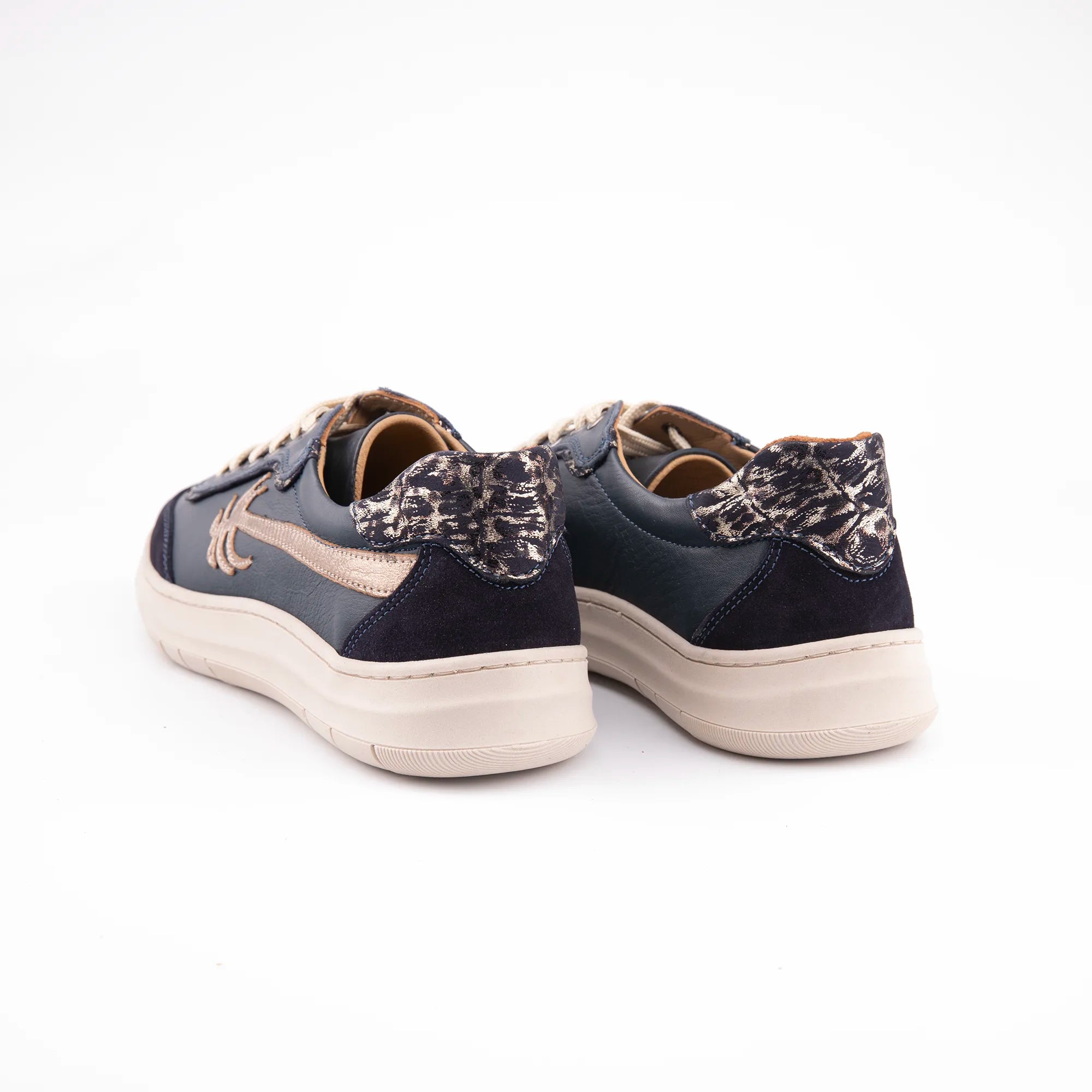 MrCalvano Palm Springs Navy Leather Casual Women's Shoes
