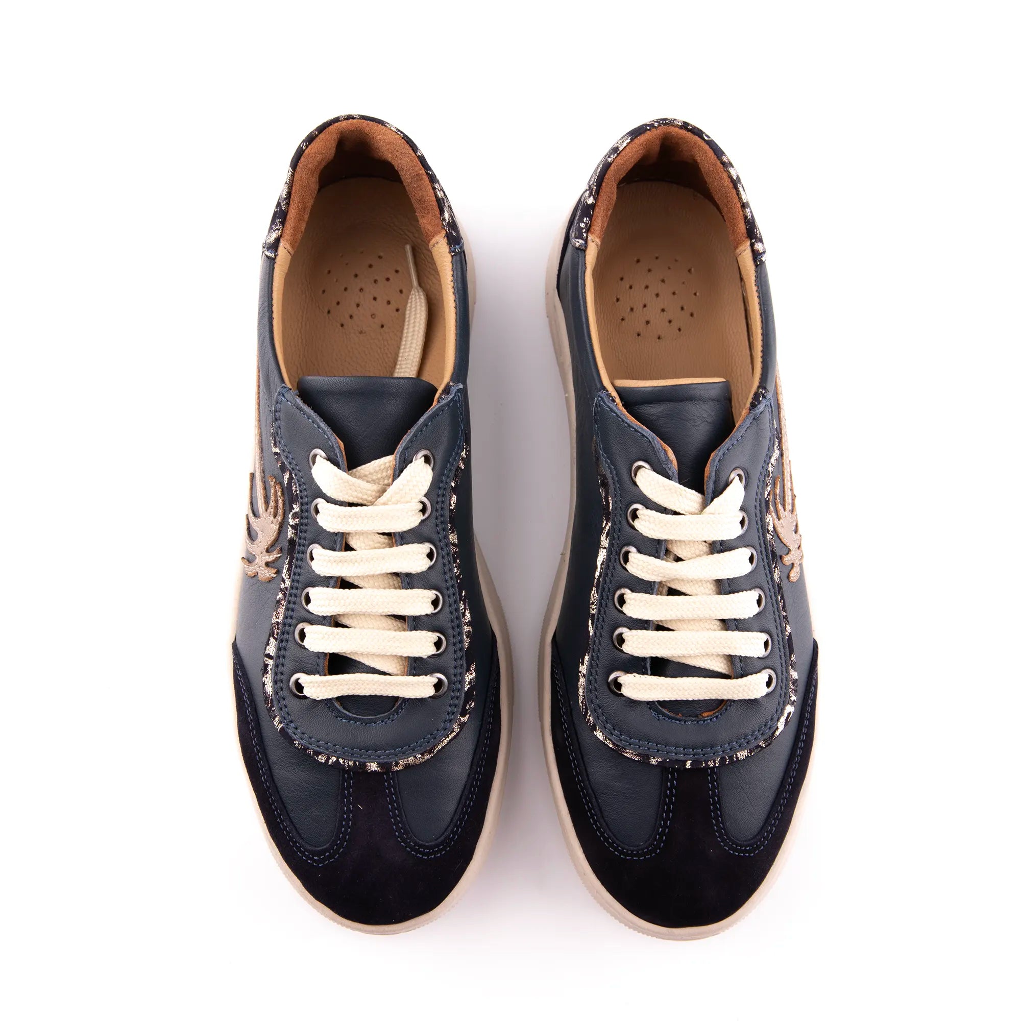 MrCalvano Palm Springs Navy Leather Casual Women's Shoes