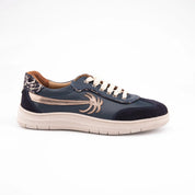 MrCalvano Palm Springs Navy Leather Casual Women's Shoes