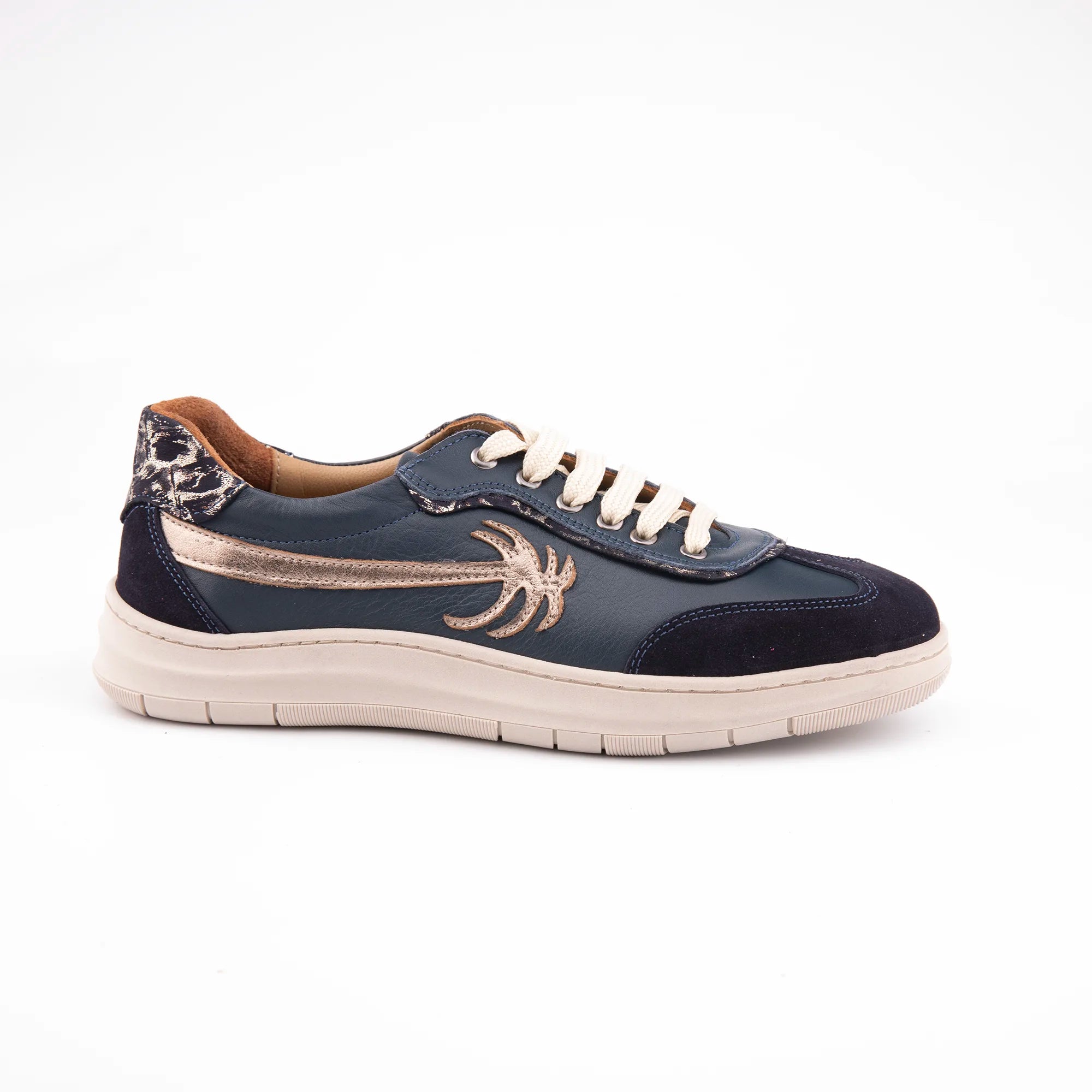 MrCalvano Palm Springs Navy Leather Casual Women's Shoes