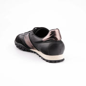 MrCalvano Pebble Beach Black Leather Women's Sneakers