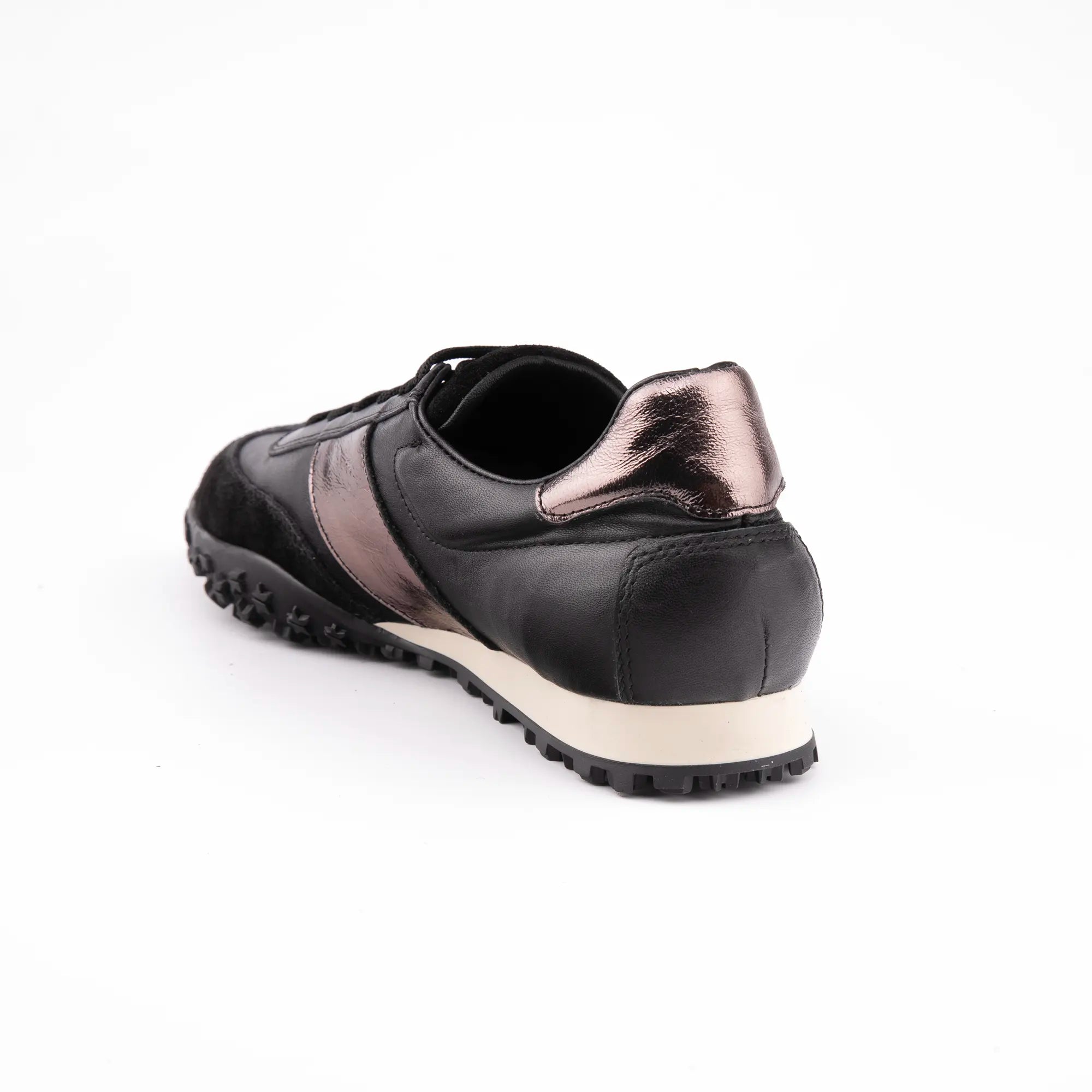 MrCalvano Pebble Beach Black Leather Women's Sneakers