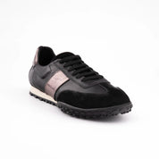 MrCalvano Pebble Beach Black Leather Women's Sneakers