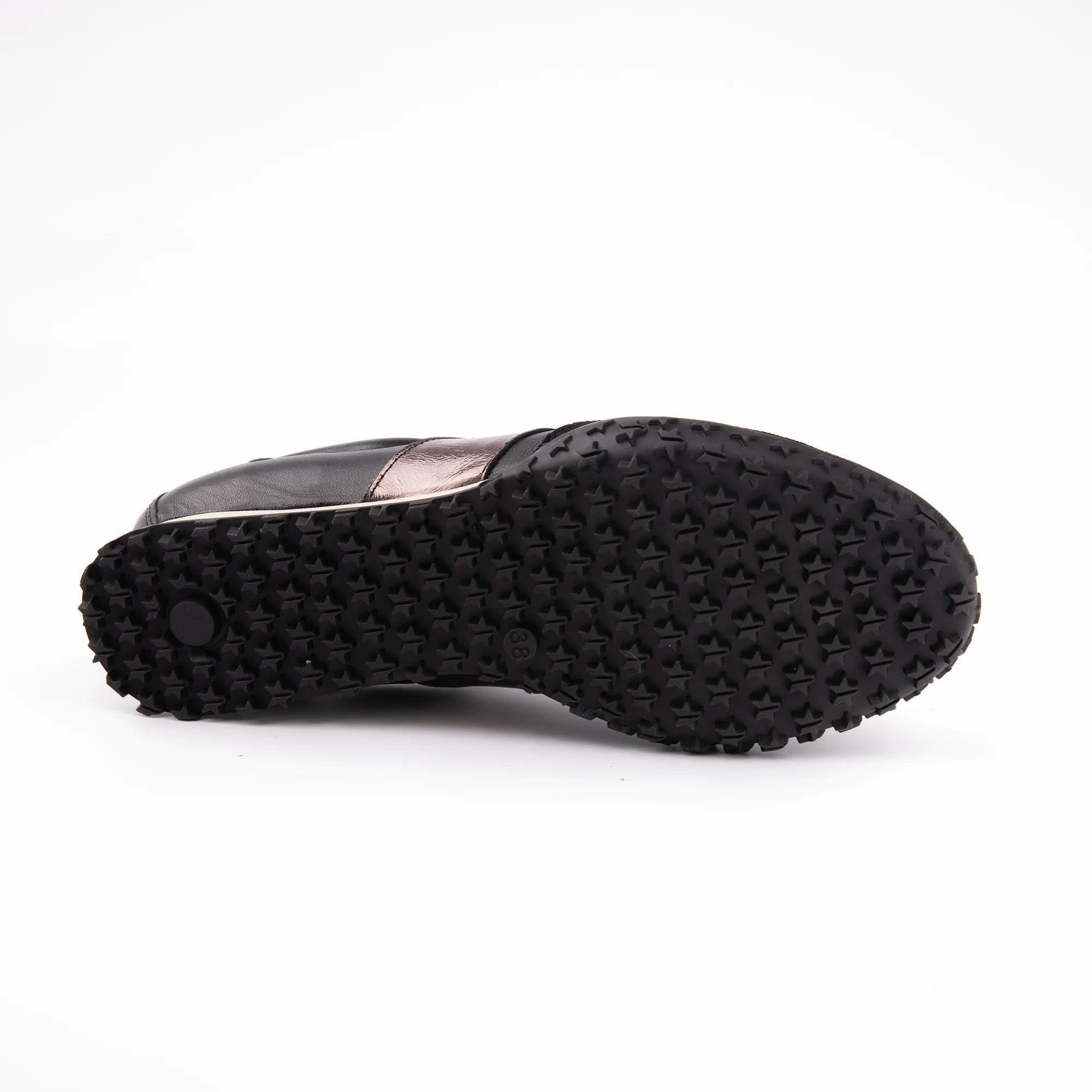MrCalvano Pebble Beach Black Leather Women's Sneakers