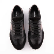 MrCalvano Pebble Beach Black Leather Women's Sneakers