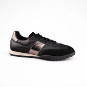 MrCalvano Pebble Beach Black Leather Women's Sneakers