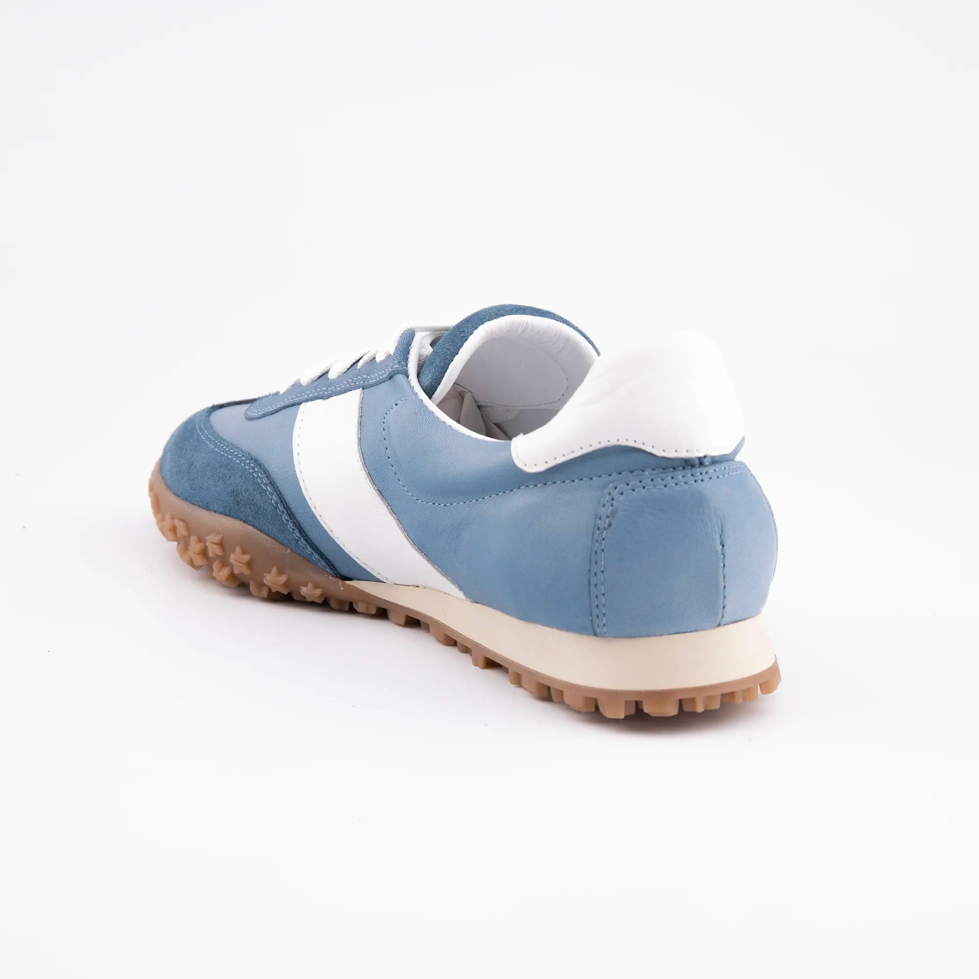 MrCalvano Pebble Beach Blue Leather Women's Sneakers