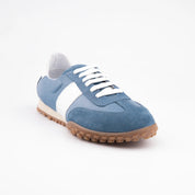 MrCalvano Pebble Beach Blue Leather Women's Sneakers