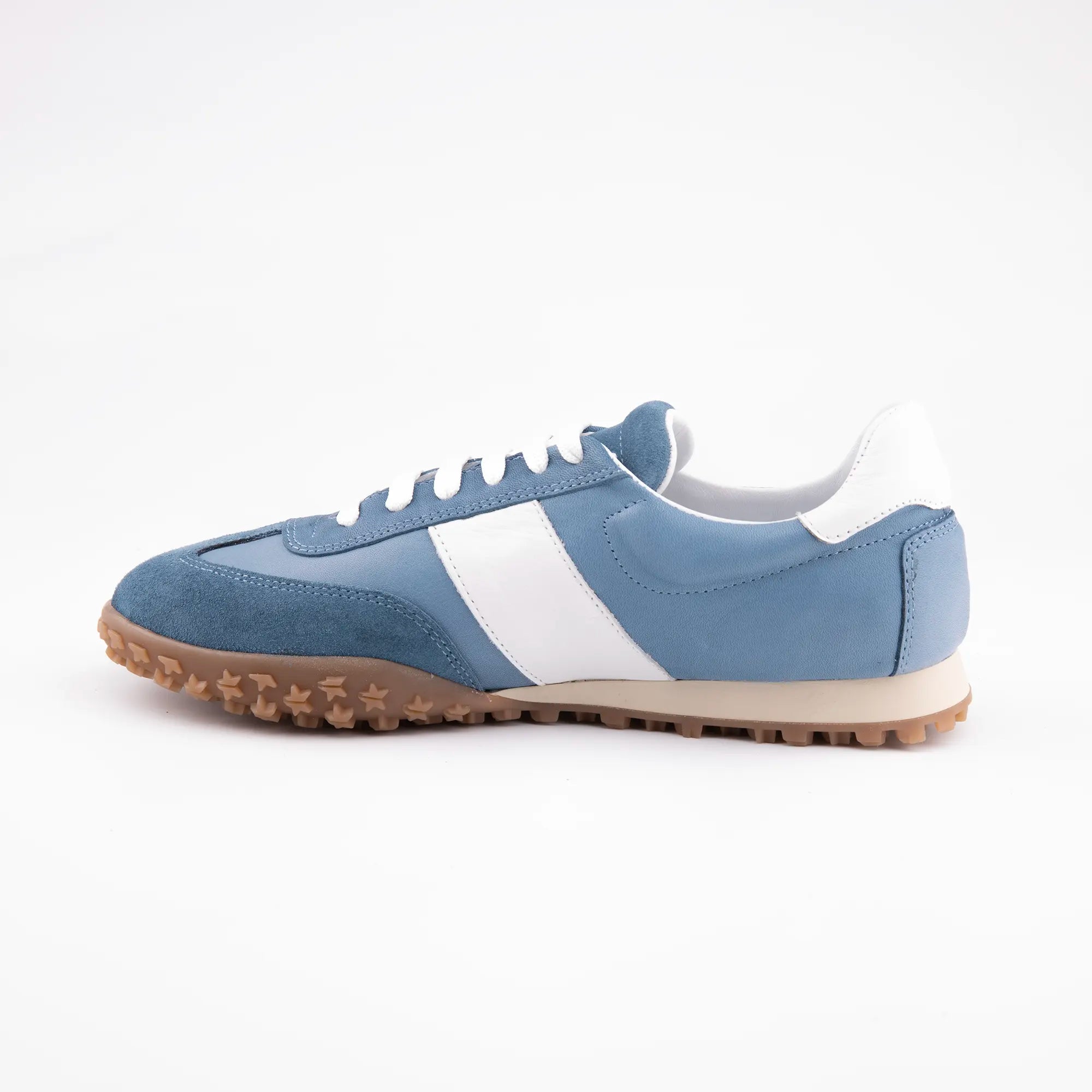 MrCalvano Pebble Beach Blue Leather Women's Sneakers