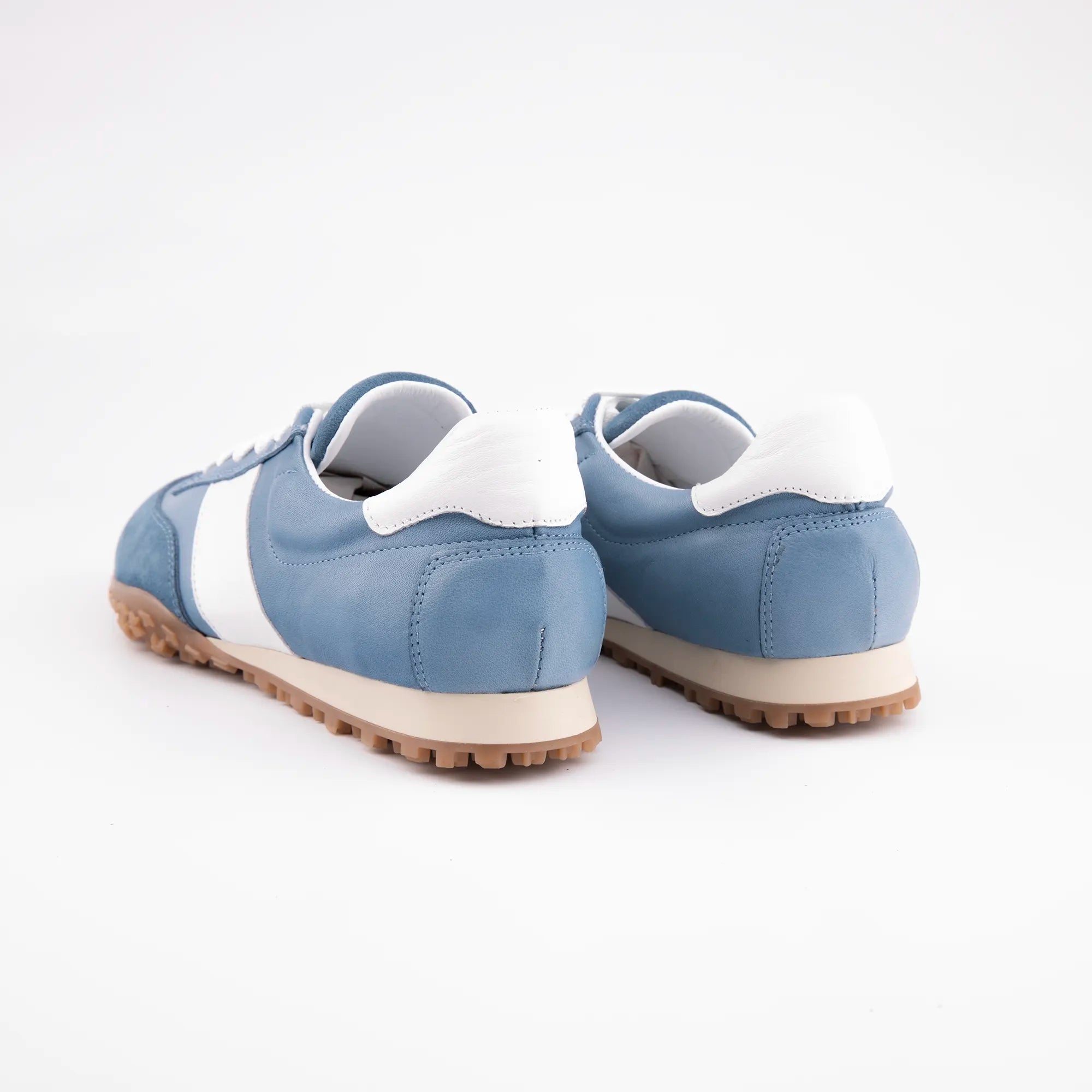 MrCalvano Pebble Beach Blue Leather Women's Sneakers