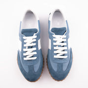 MrCalvano Pebble Beach Blue Leather Women's Sneakers