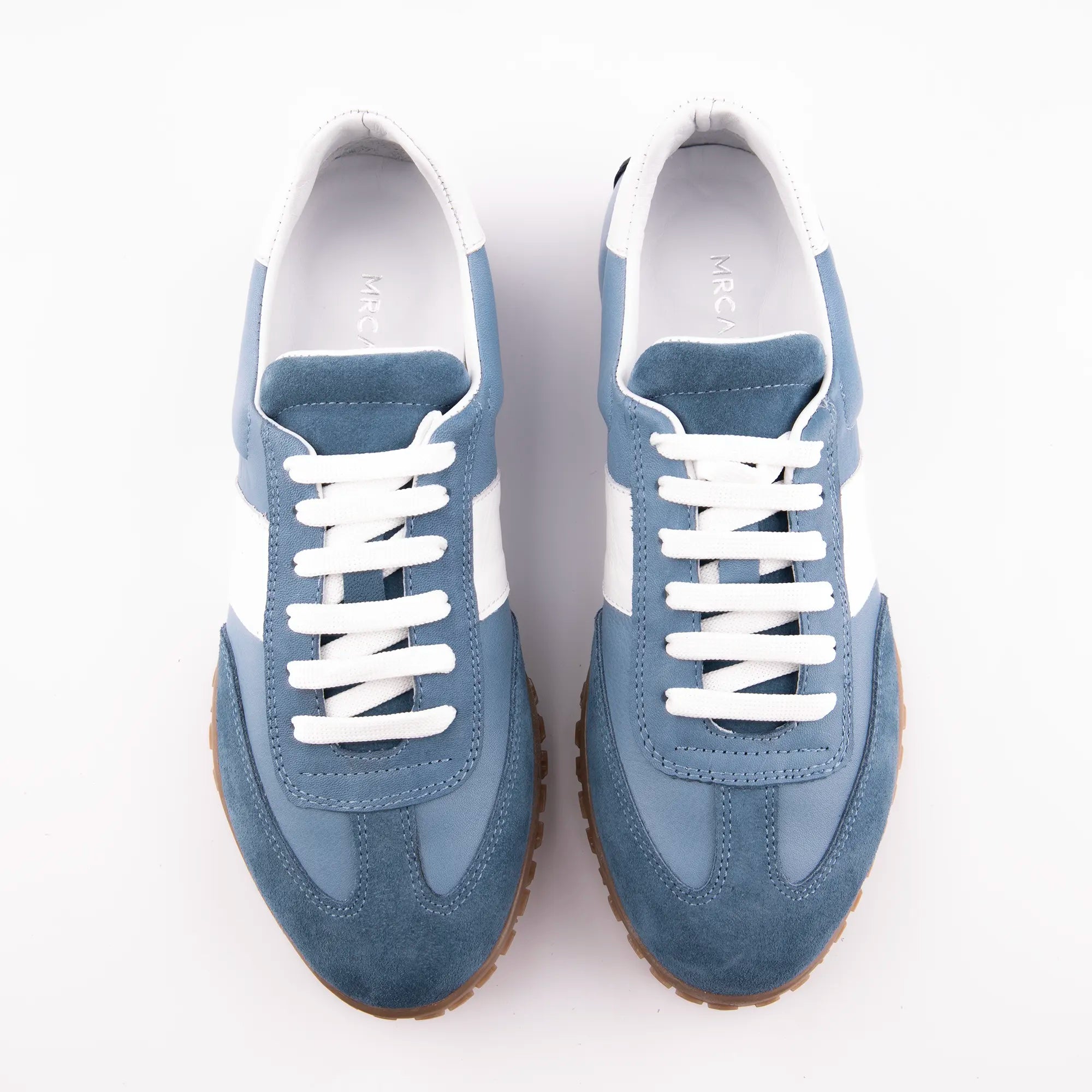 MrCalvano Pebble Beach Blue Leather Women's Sneakers