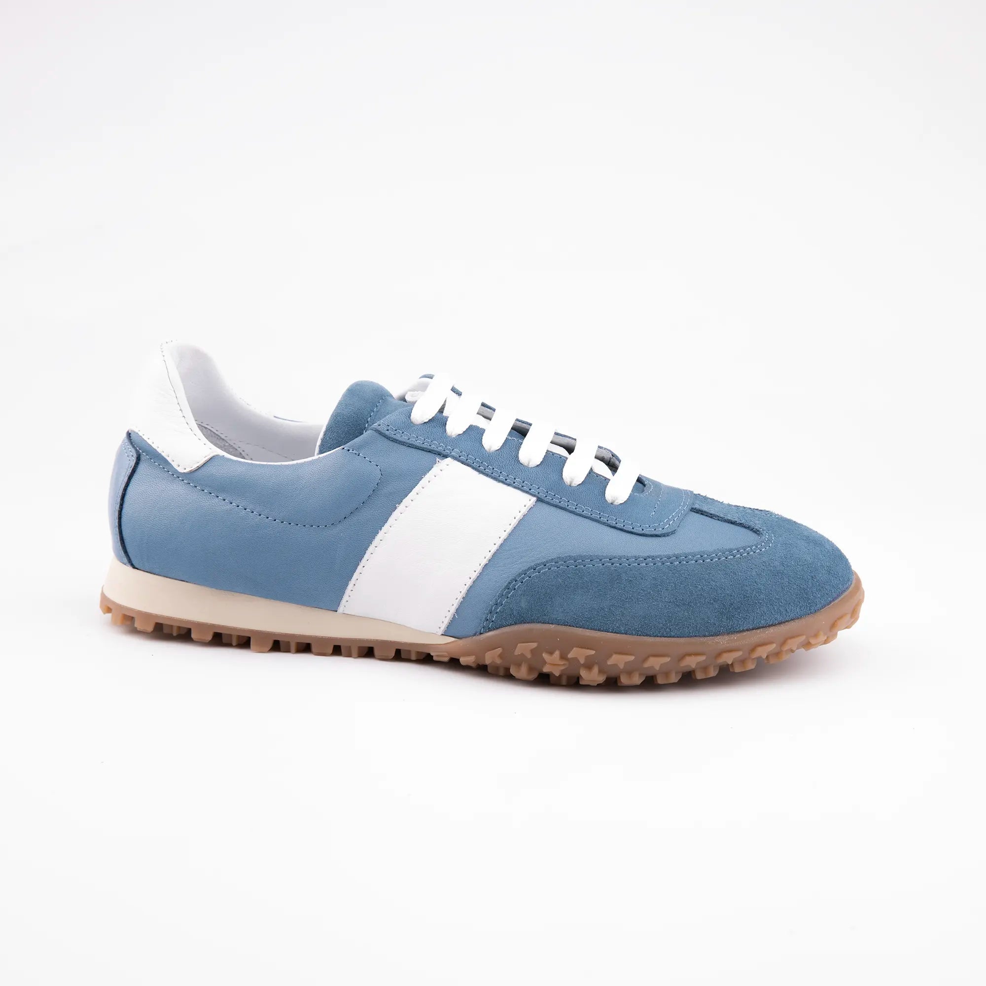 MrCalvano Pebble Beach Blue Leather Women's Sneakers
