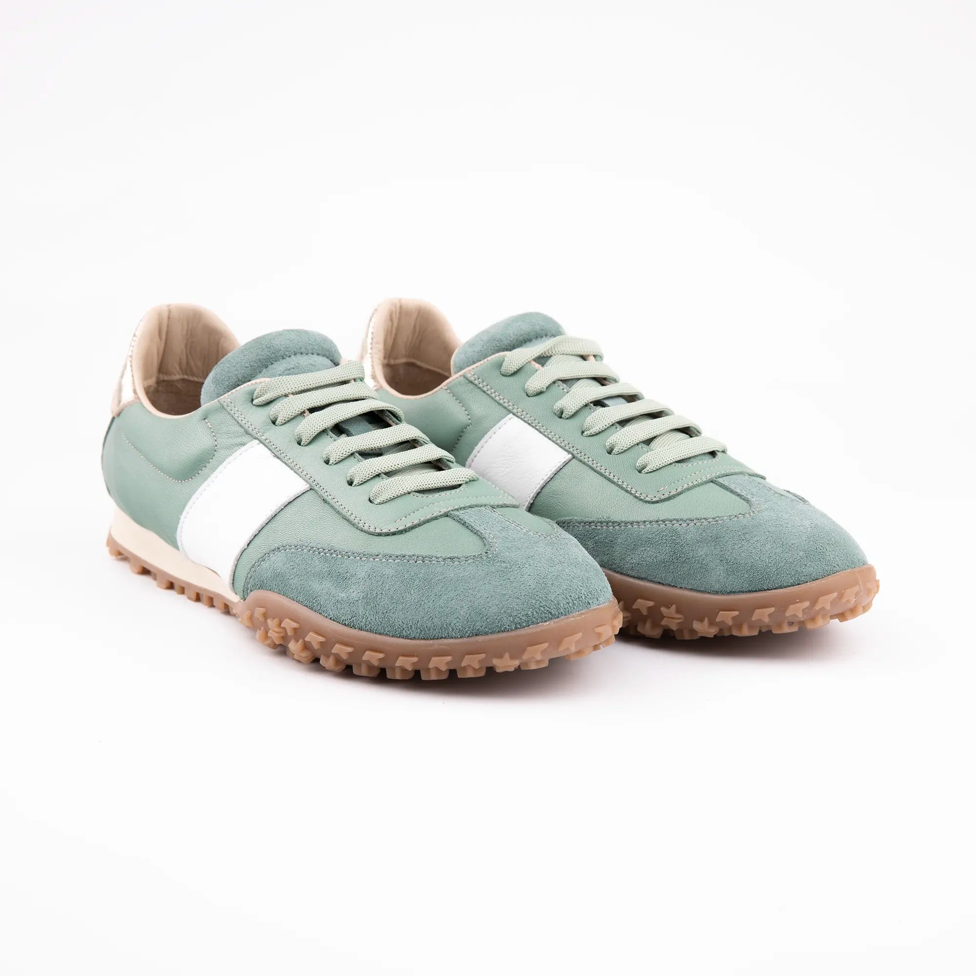 MrCalvano Pebble Beach Mint Leather Women's Sneakers