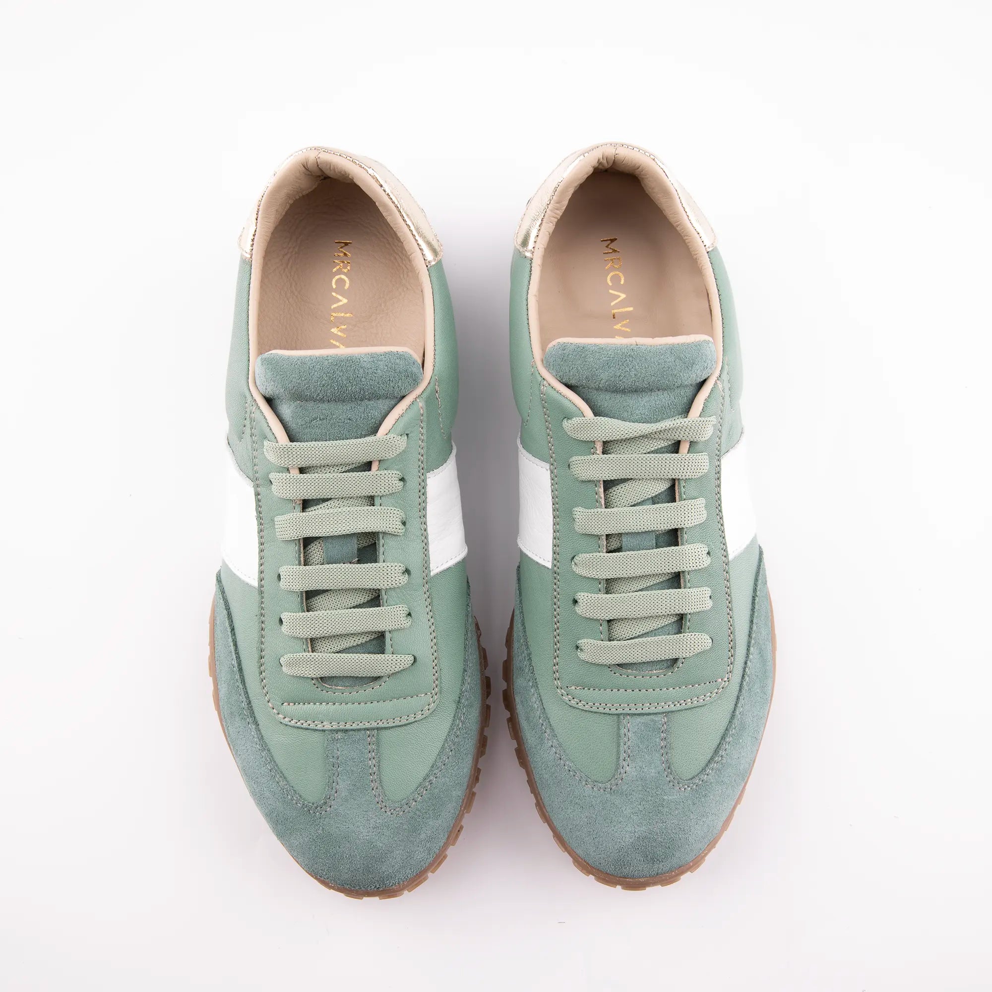 MrCalvano Pebble Beach Mint Leather Women's Sneakers