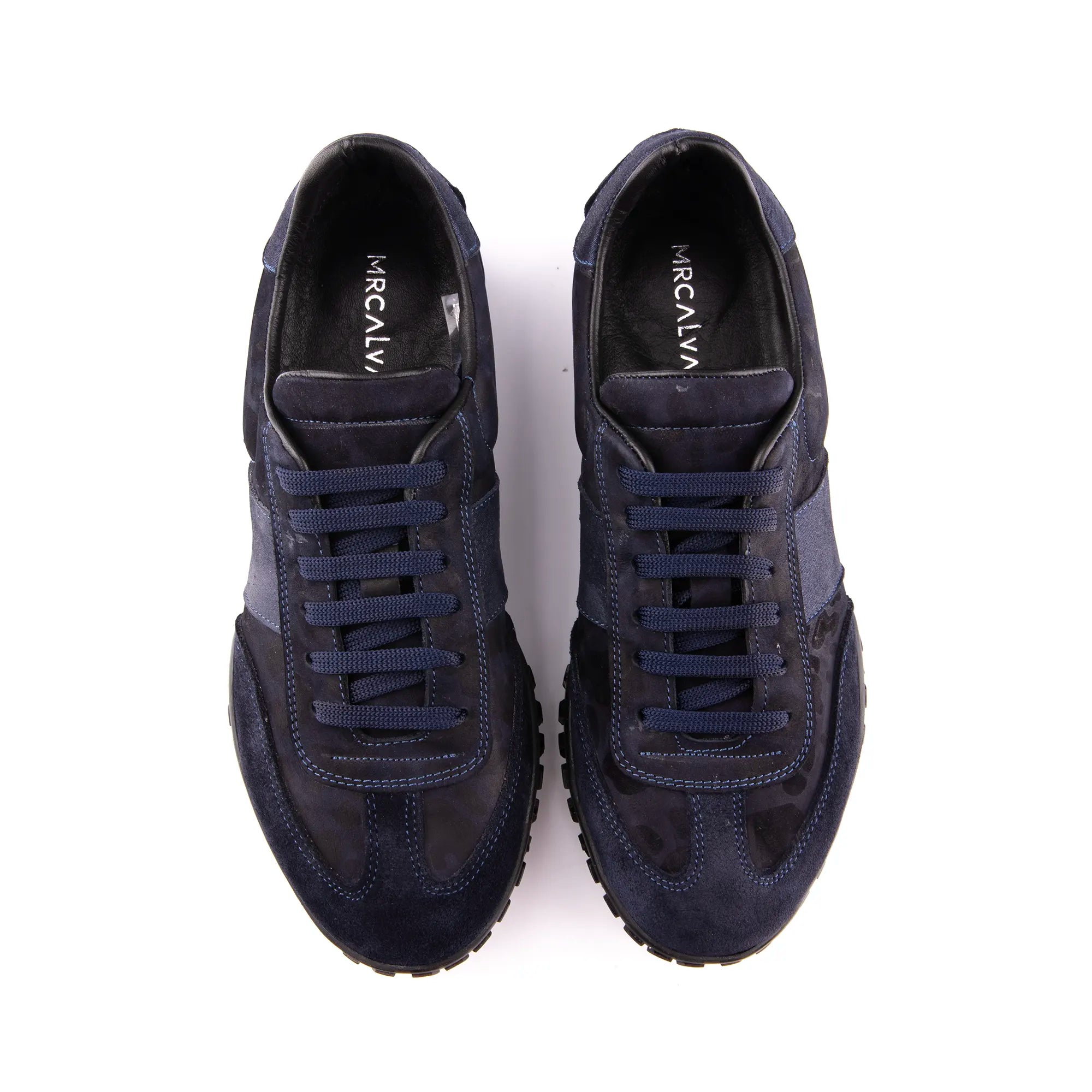 MrCalvano Pebble Beach Navy Leather Women's Sneakers