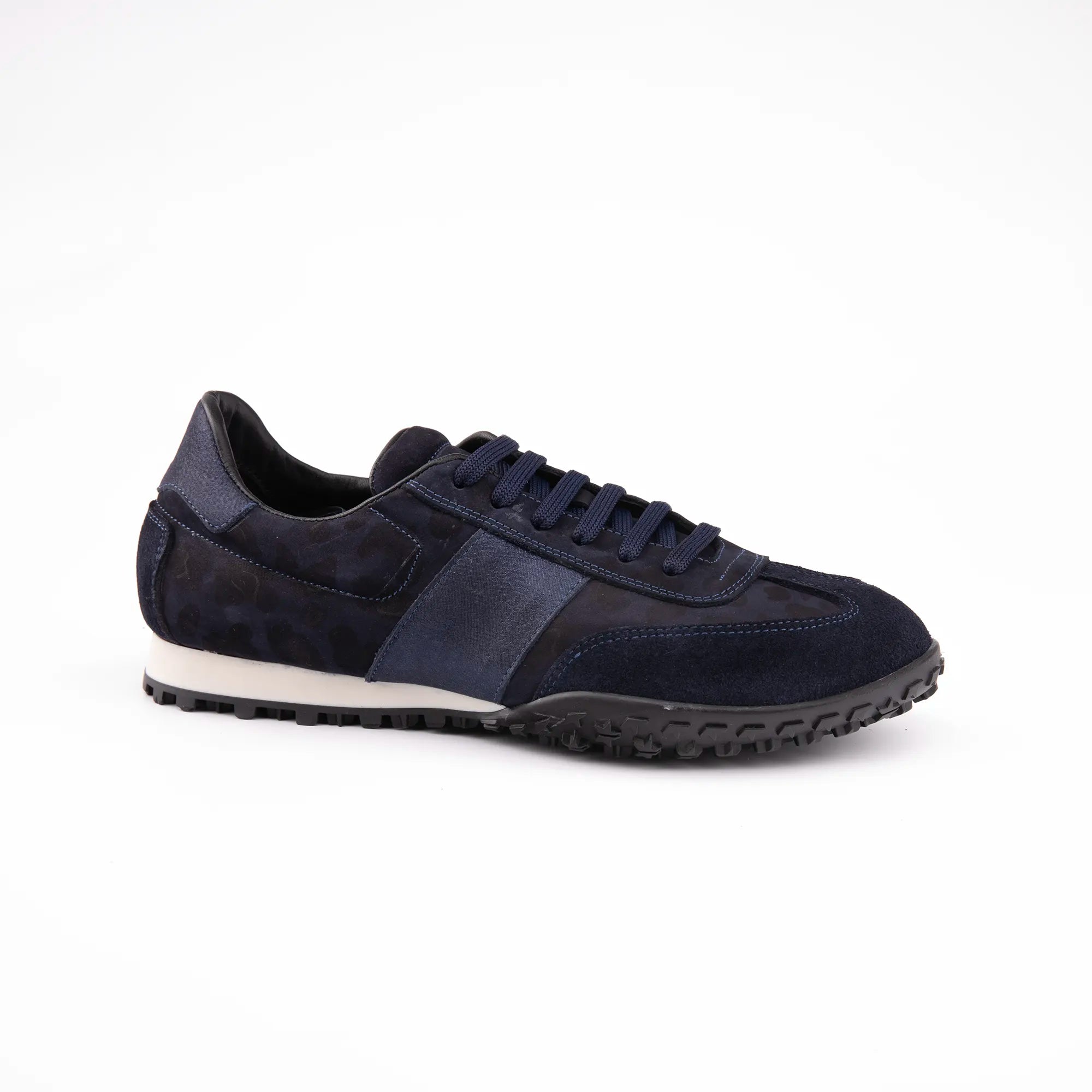 MrCalvano Pebble Beach Navy Leather Women's Sneakers