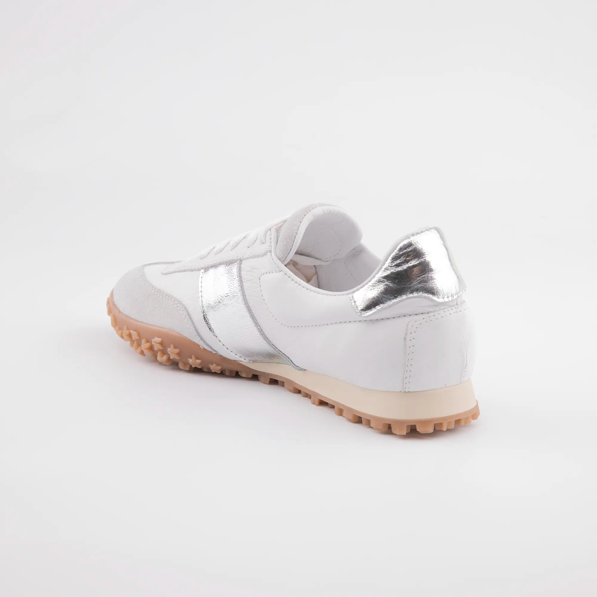MrCalvano Pebble Beach White Leather Women's Sneakers