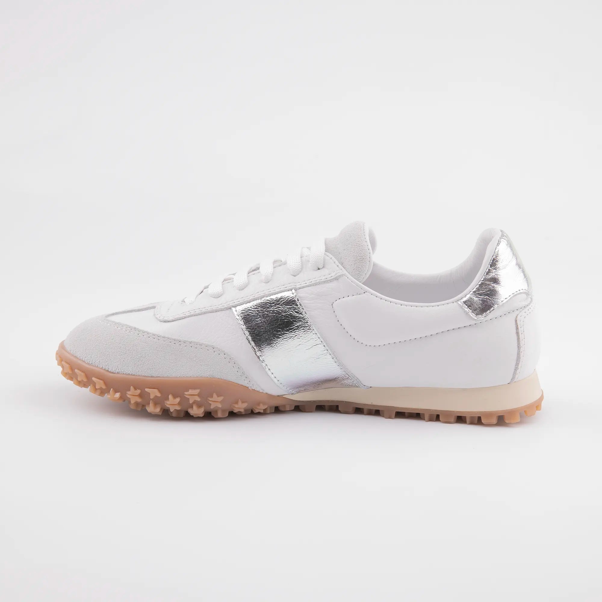 MrCalvano Pebble Beach White Leather Women's Sneakers