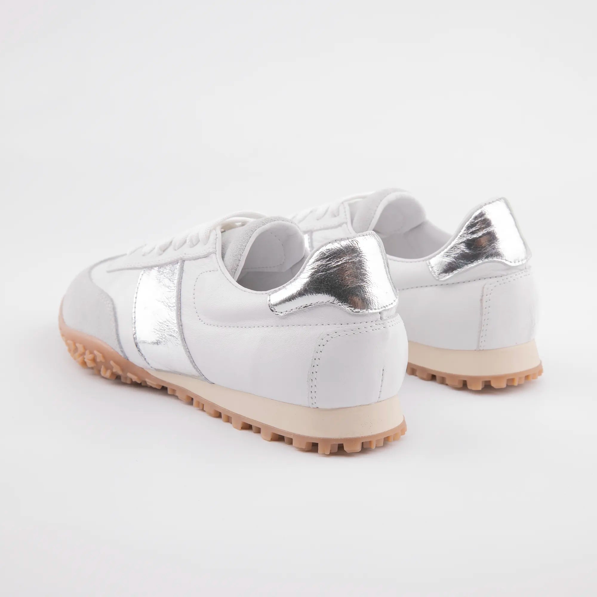 MrCalvano Pebble Beach White Leather Women's Sneakers