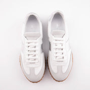 MrCalvano Pebble Beach White Leather Women's Sneakers