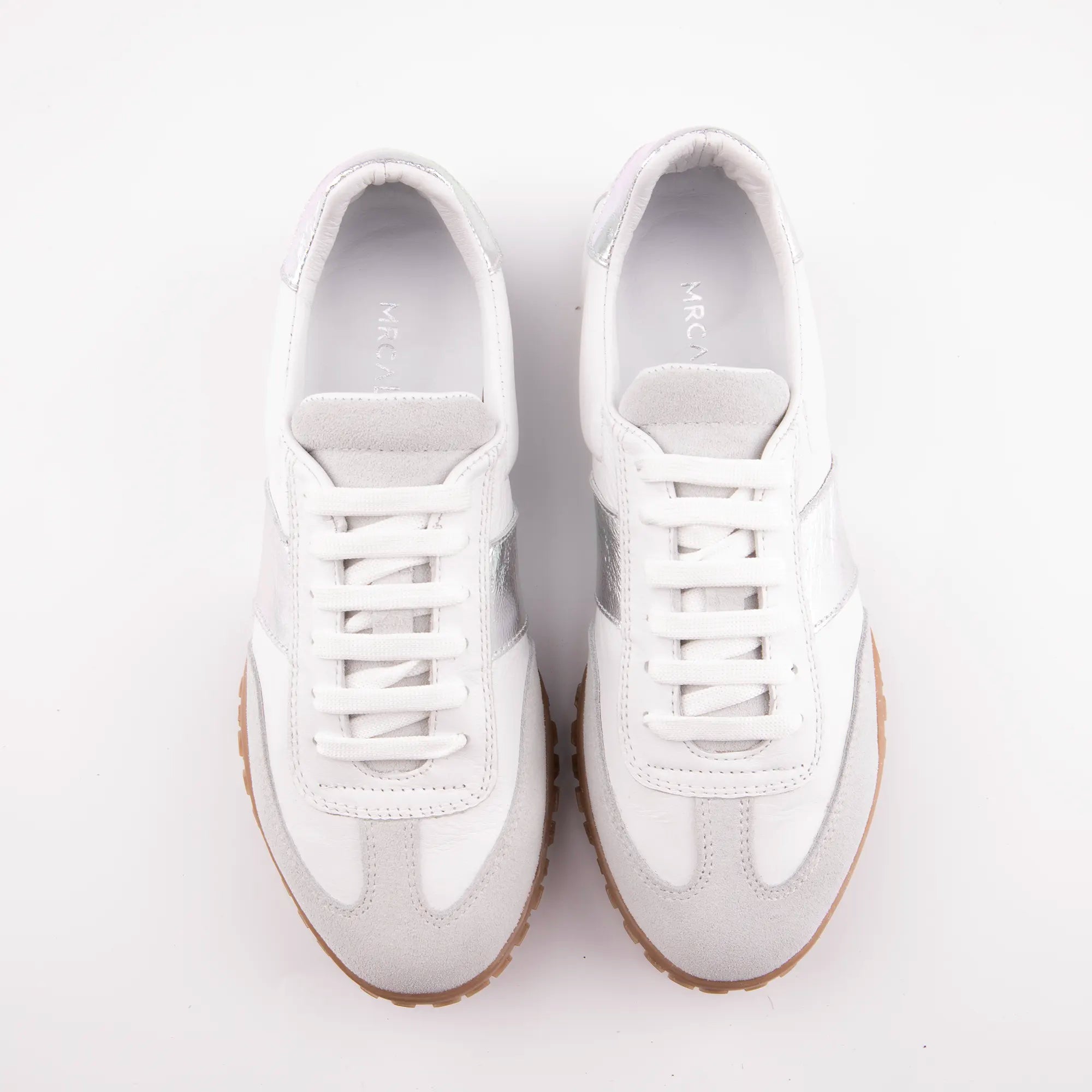 MrCalvano Pebble Beach White Leather Women's Sneakers