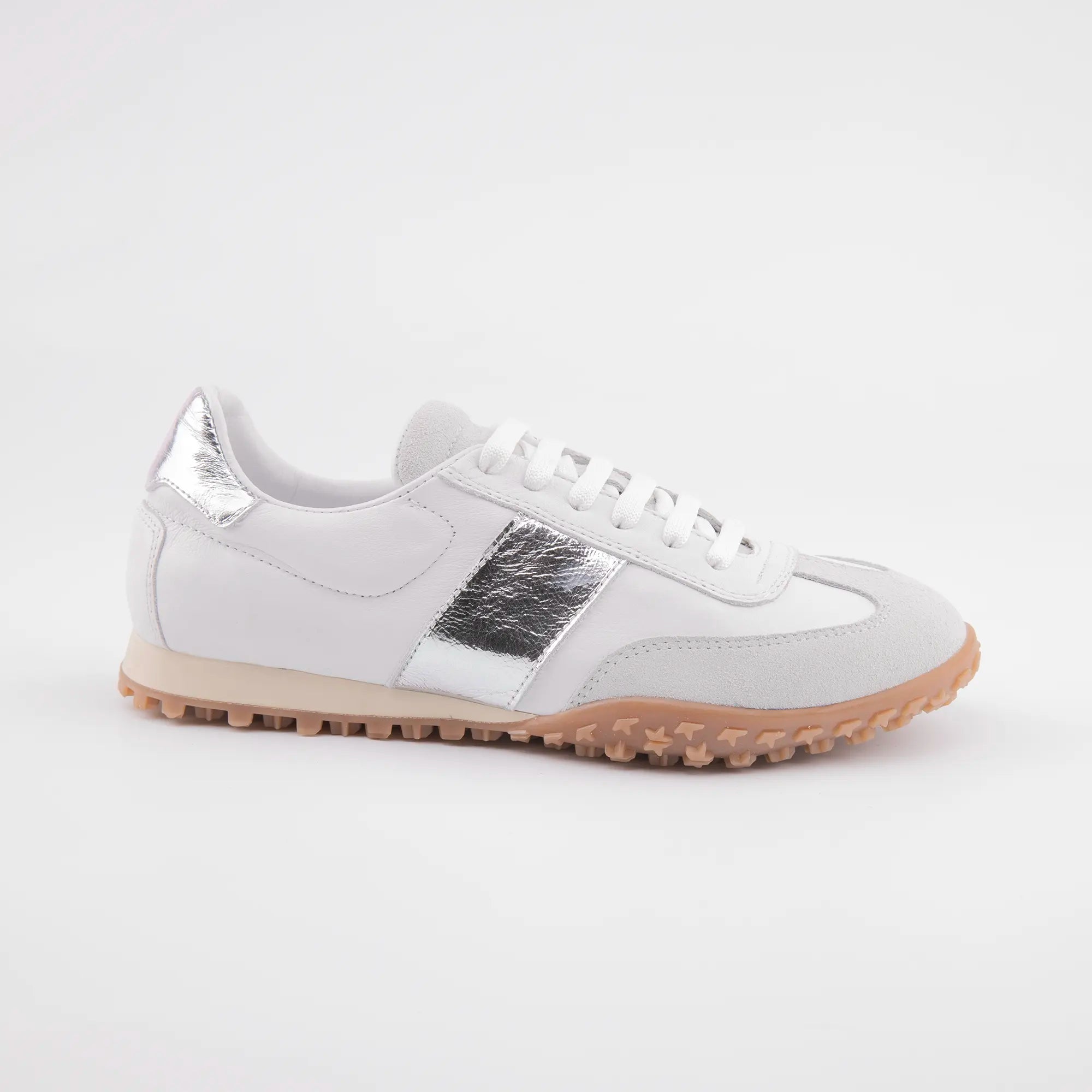 MrCalvano Pebble Beach White Leather Women's Sneakers
