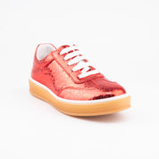 MrCalvano Redondo Beach Metallic Red Leather Women's Shoes