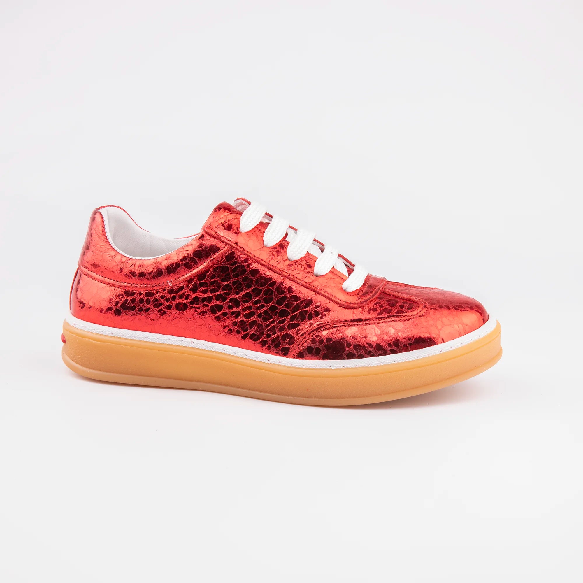MrCalvano Redondo Beach Metallic Red Leather Women's Shoes
