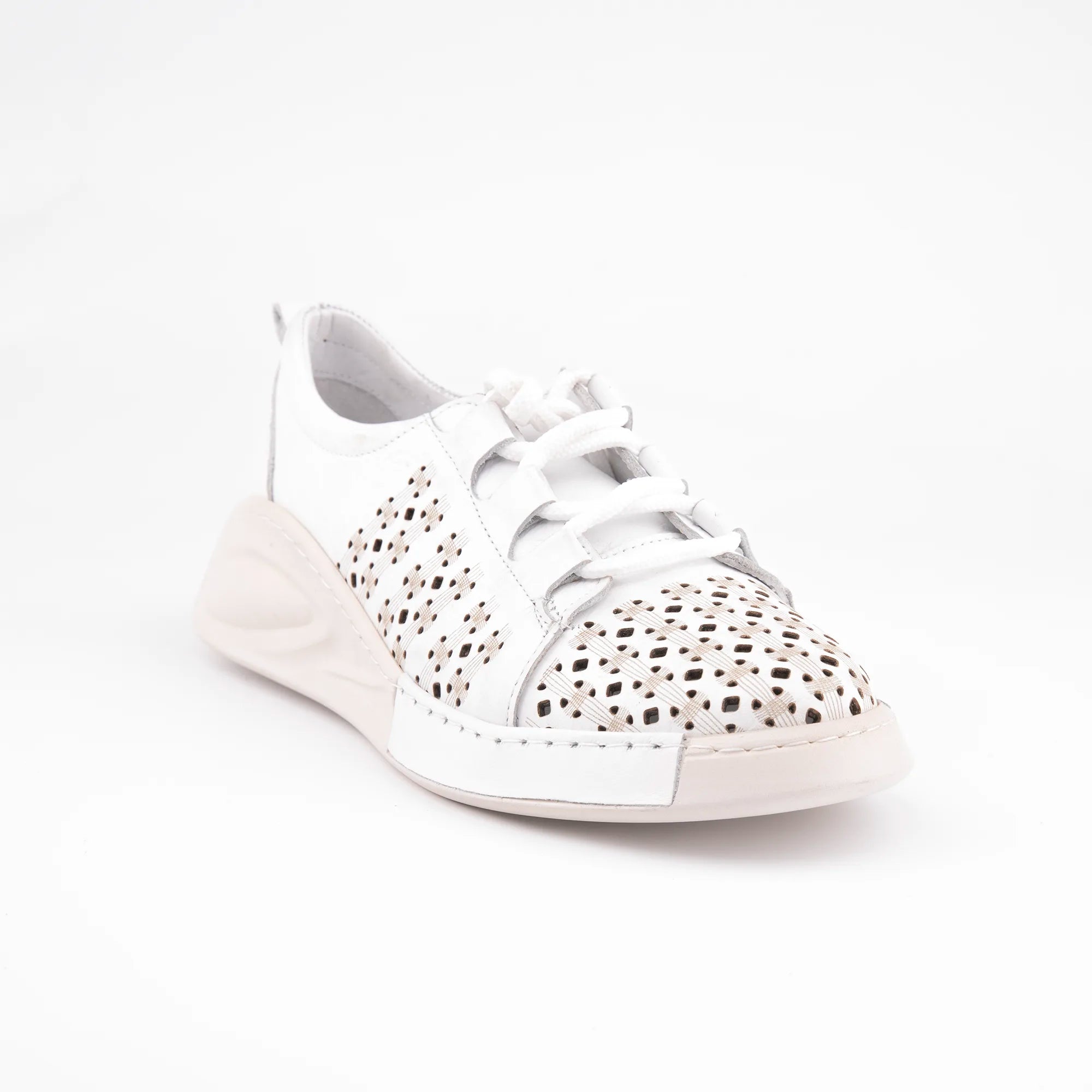 MrCalvano Santa Cruz White Leather Women's Shoes