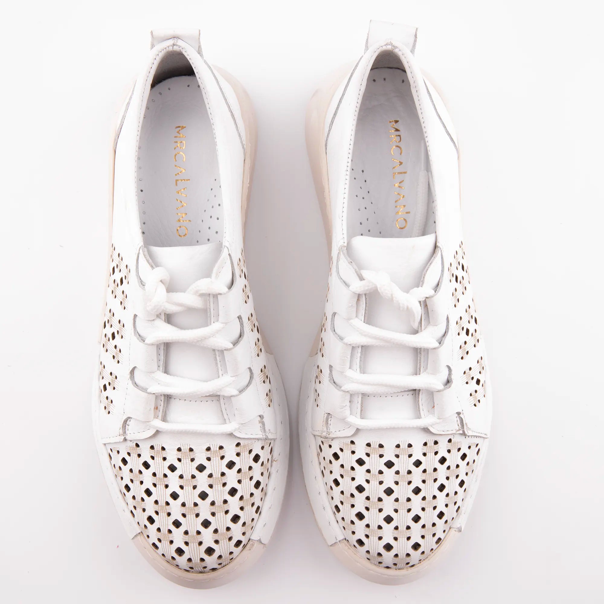 MrCalvano Santa Cruz White Leather Women's Shoes
