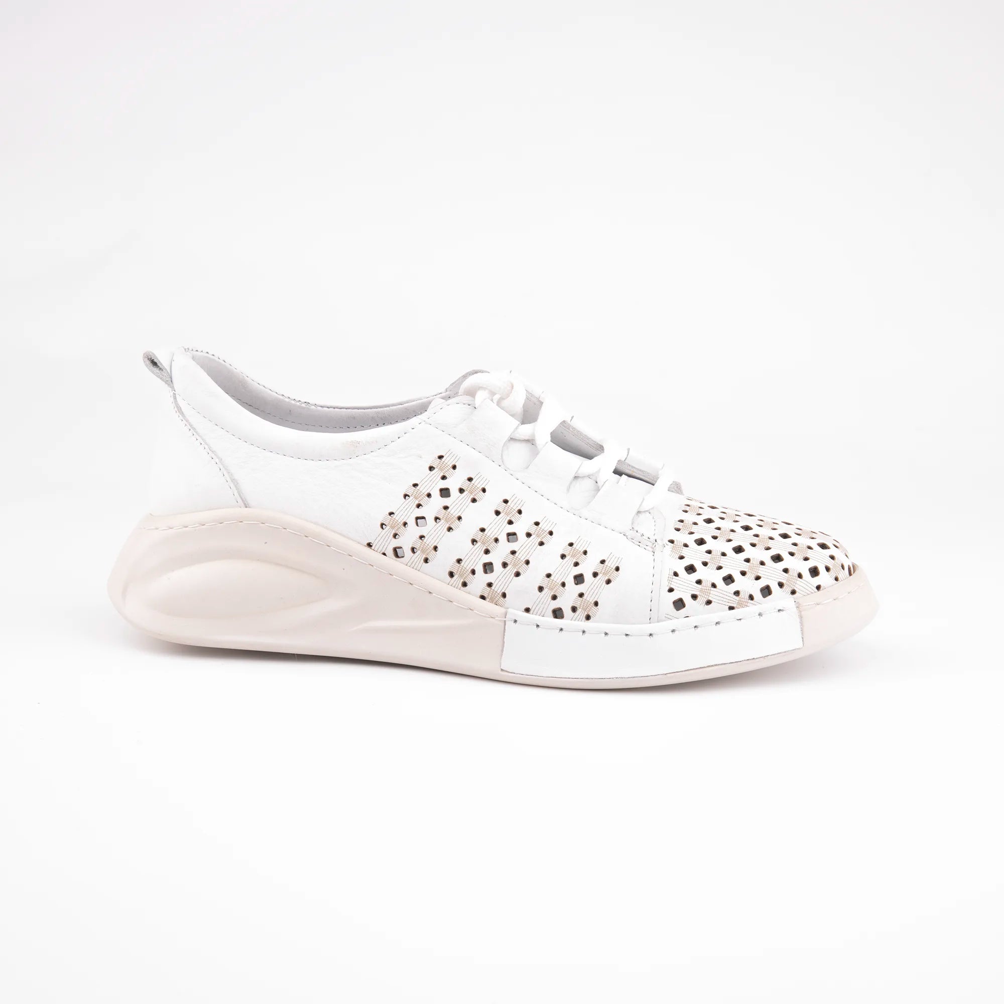 MrCalvano Santa Cruz White Leather Women's Shoes