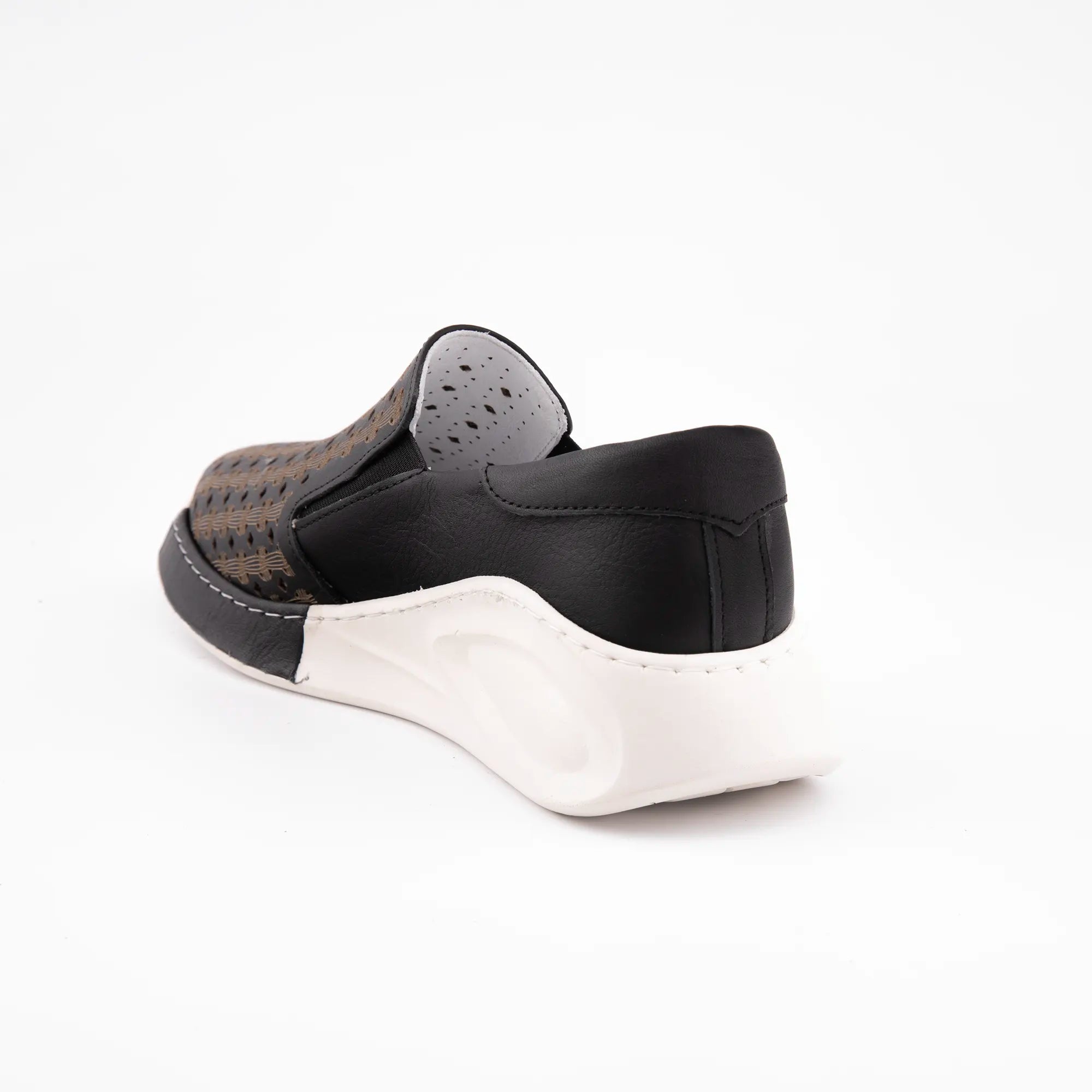 MrCalvano Solana Beach Black Leather Slip-On Women Shoes