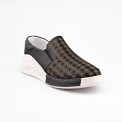 MrCalvano Solana Beach Black Leather Slip-On Women Shoes