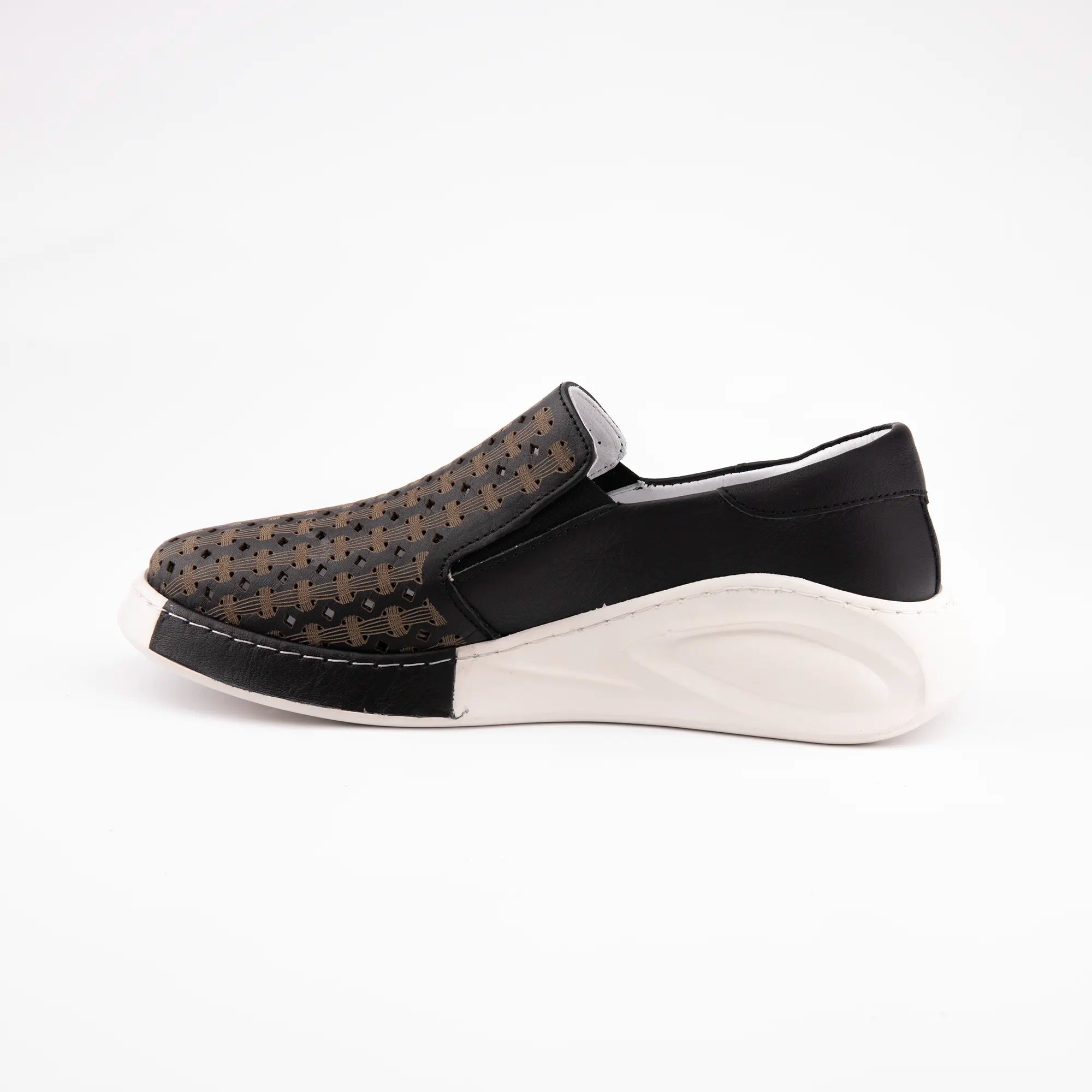 MrCalvano Solana Beach Black Leather Slip-On Women Shoes