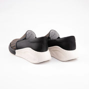 MrCalvano Solana Beach Black Leather Slip-On Women Shoes