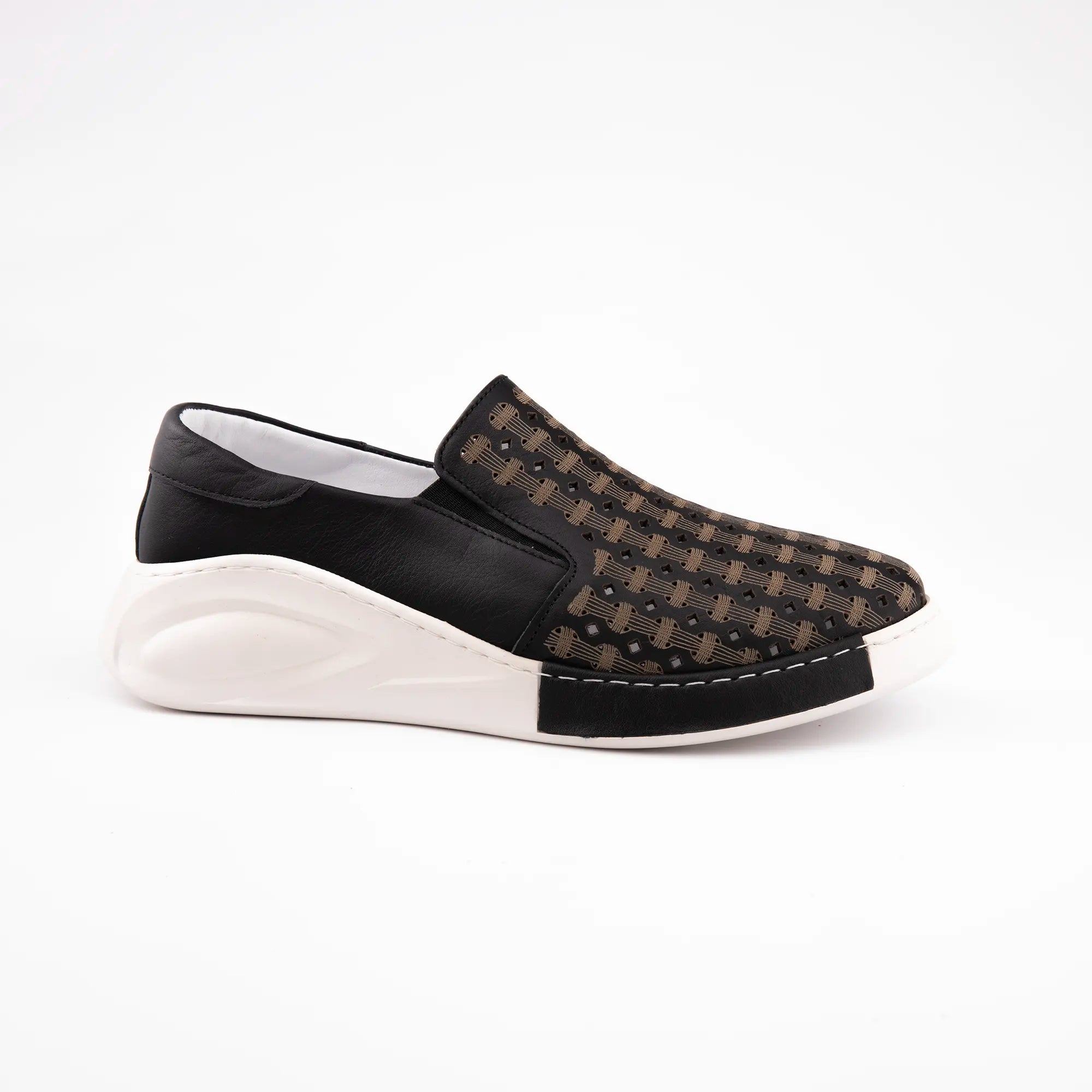 MrCalvano Solana Beach Black Leather Slip-On Women Shoes