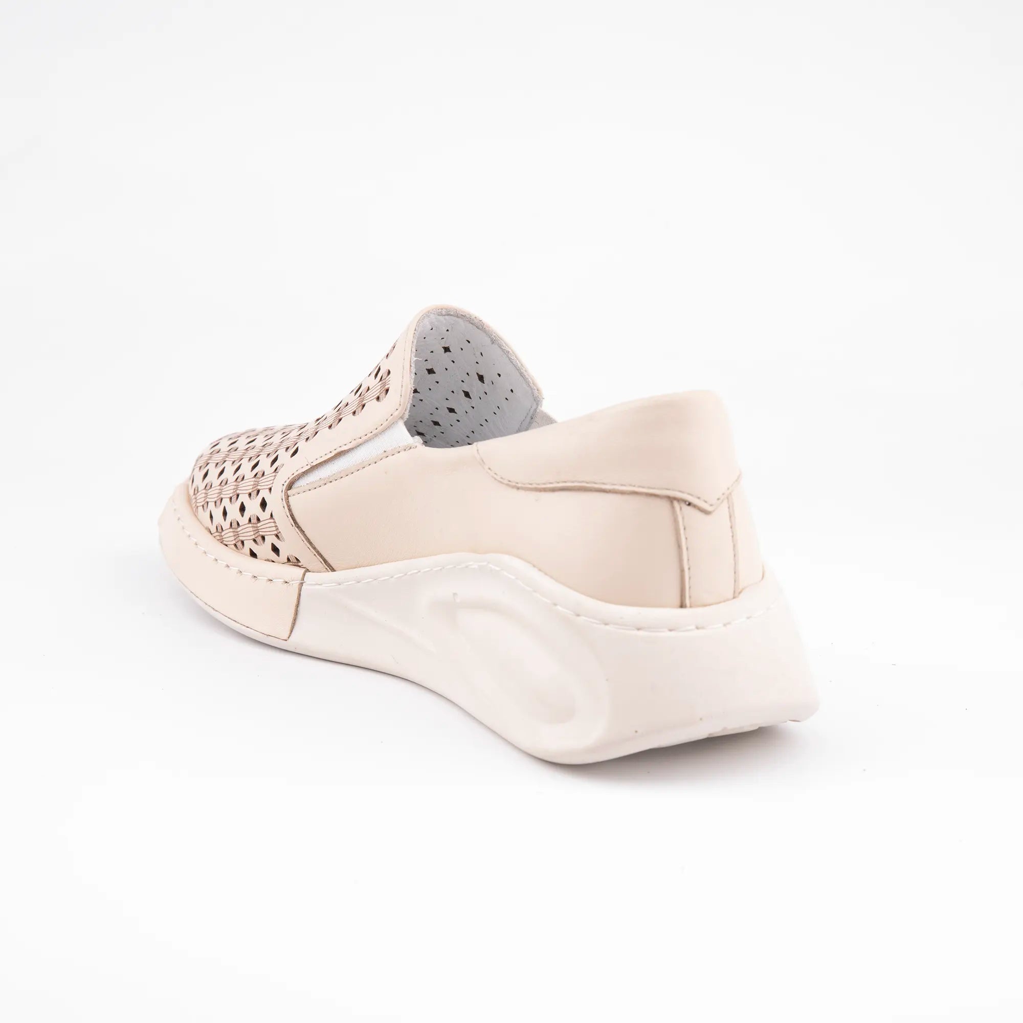 MrCalvano Solana Beach Tan Perforated Leather Slip-On for Women