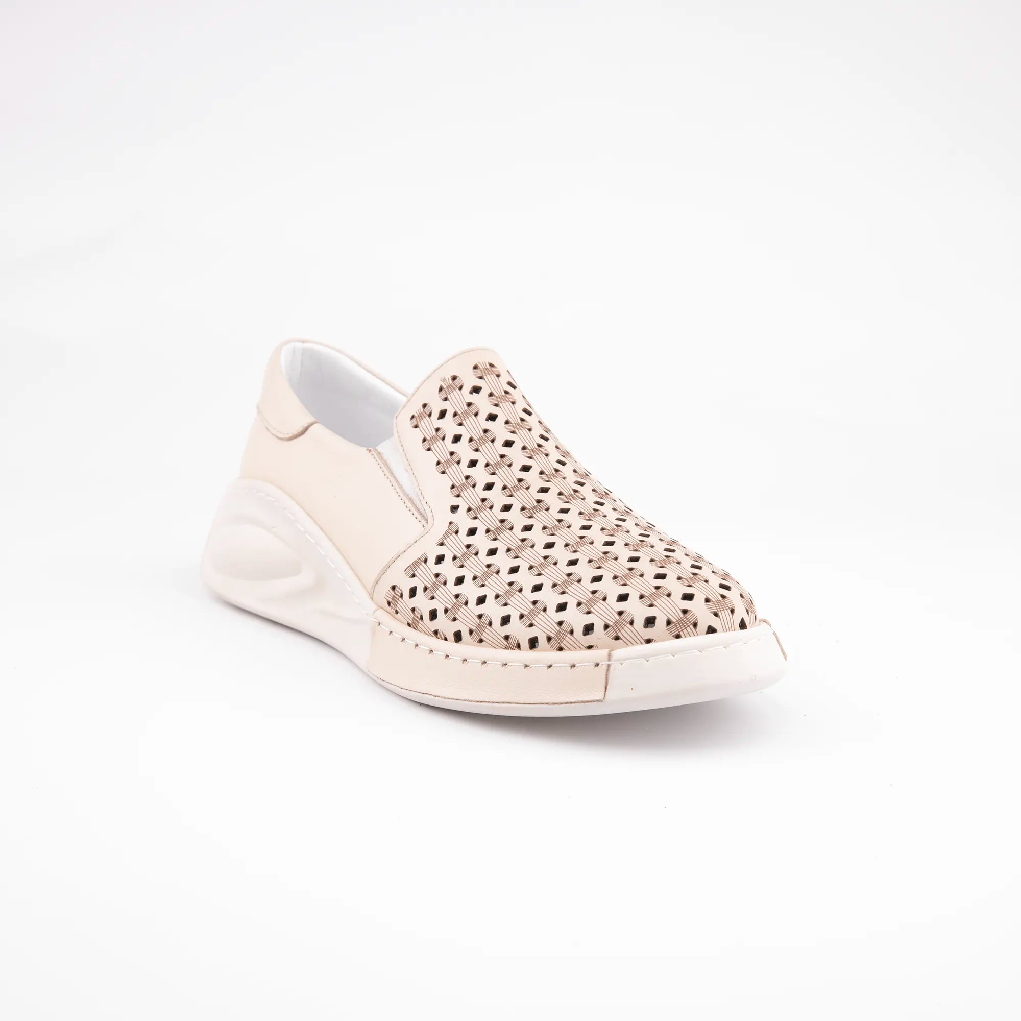 MrCalvano Solana Beach Tan Perforated Leather Slip-On for Women