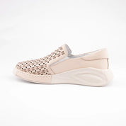 MrCalvano Solana Beach Tan Perforated Leather Slip-On for Women