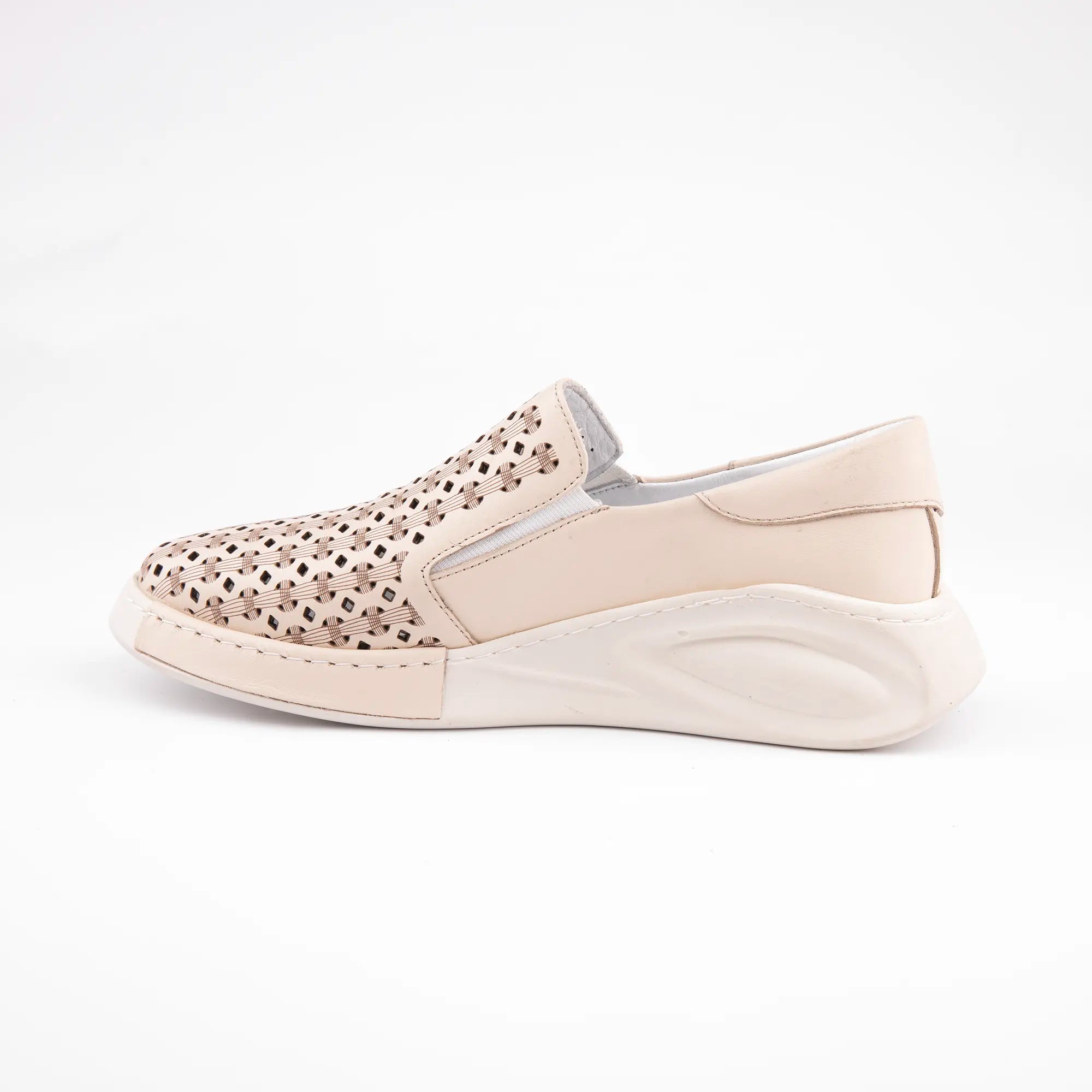 MrCalvano Solana Beach Tan Perforated Leather Slip-On for Women
