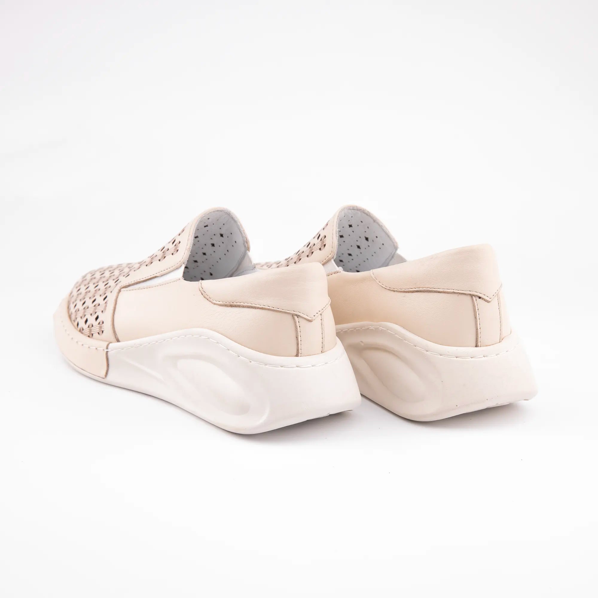 MrCalvano Solana Beach Tan Perforated Leather Slip-On for Women