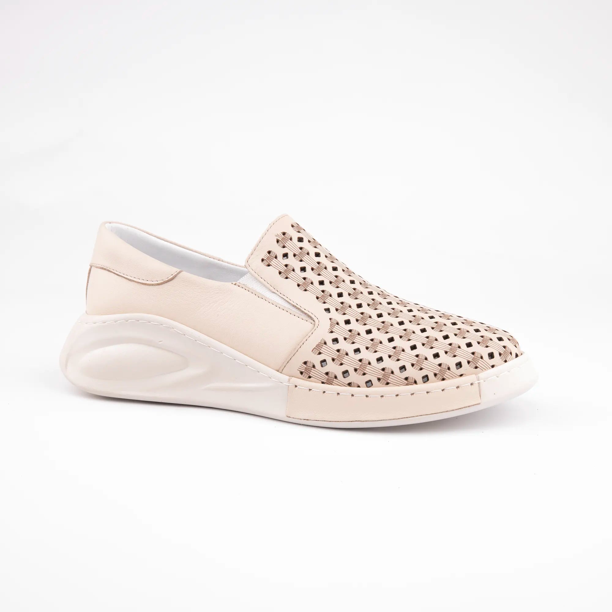 MrCalvano Solana Beach Tan Perforated Leather Slip-On for Women