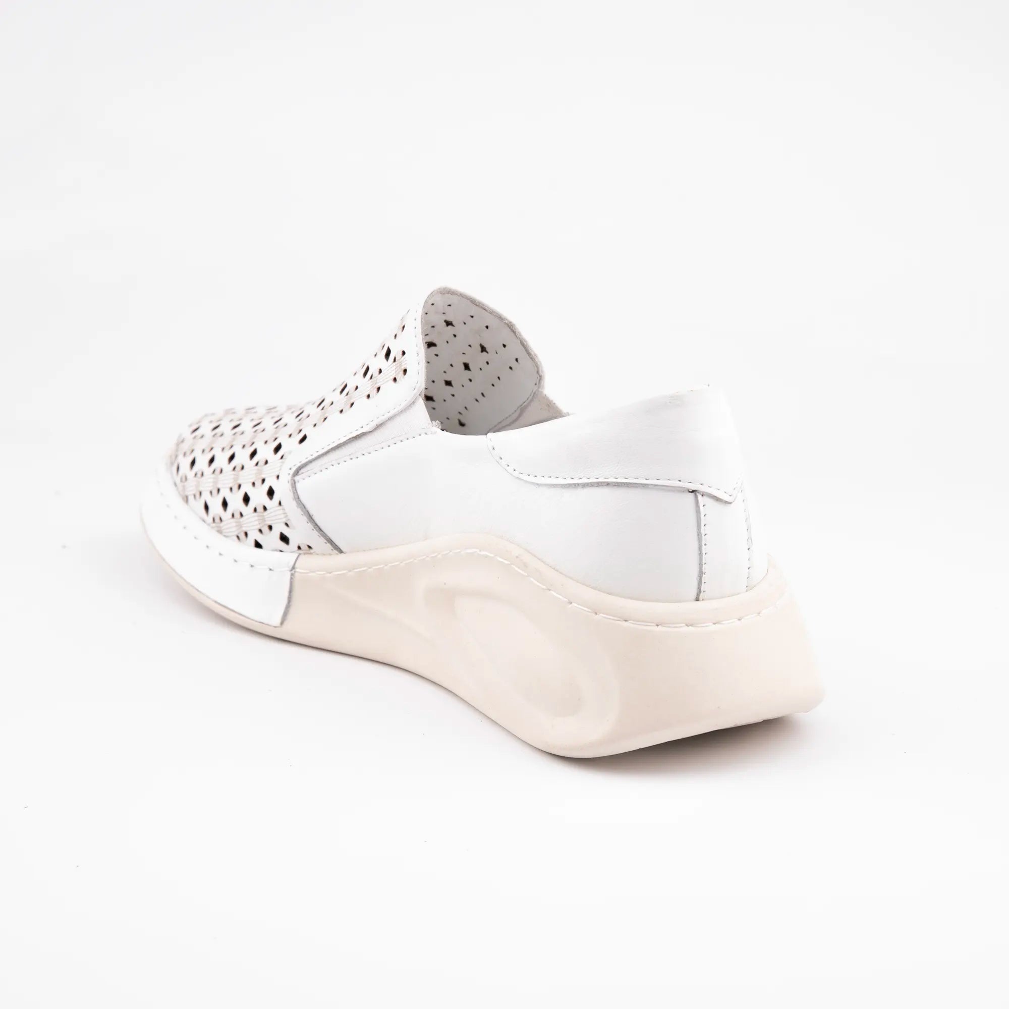 MrCalvano Solana Beach White Leather Slip-On Women's Shoes