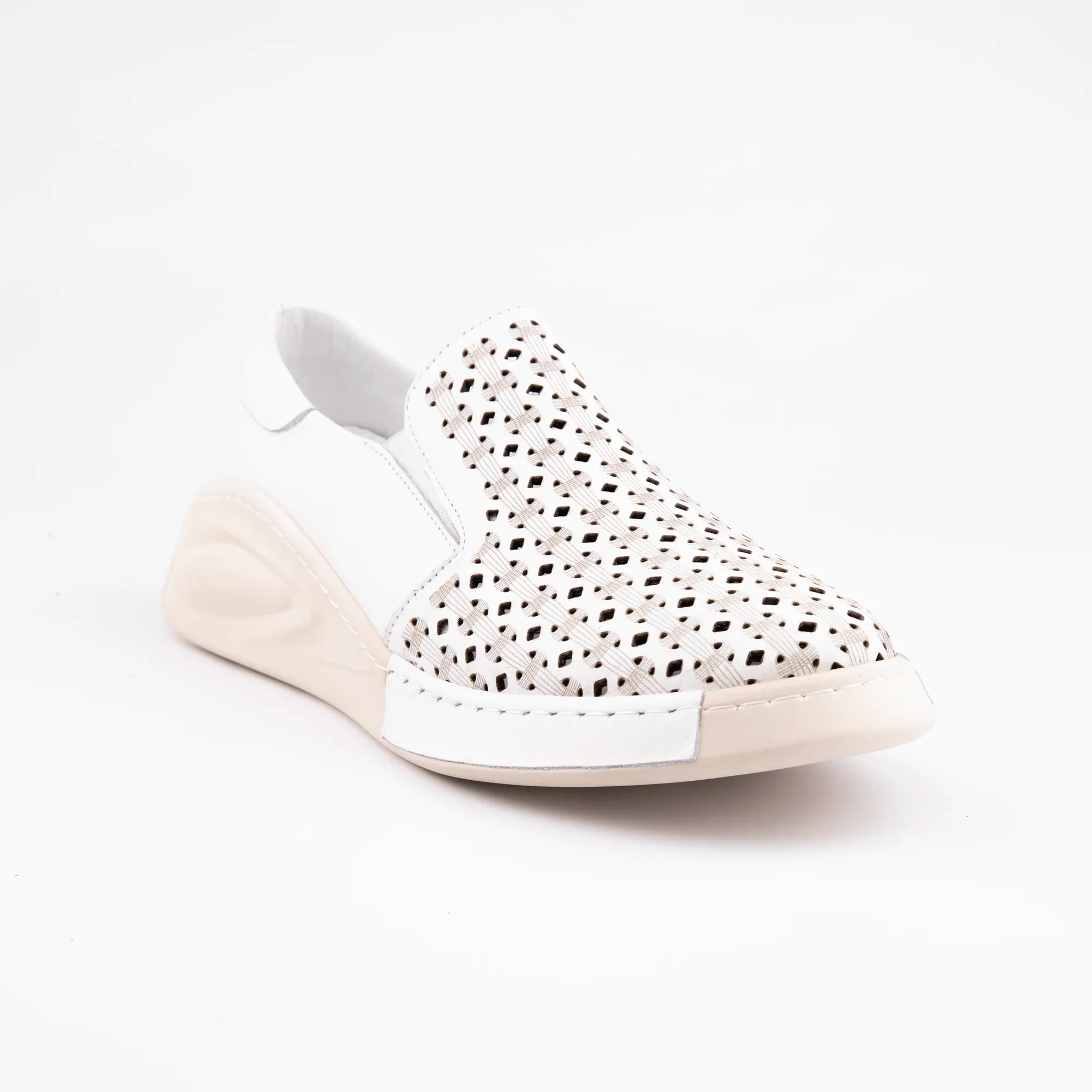 MrCalvano Solana Beach White Leather Slip-On Women's Shoes