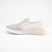 MrCalvano Solana Beach White Leather Slip-On Women's Shoes
