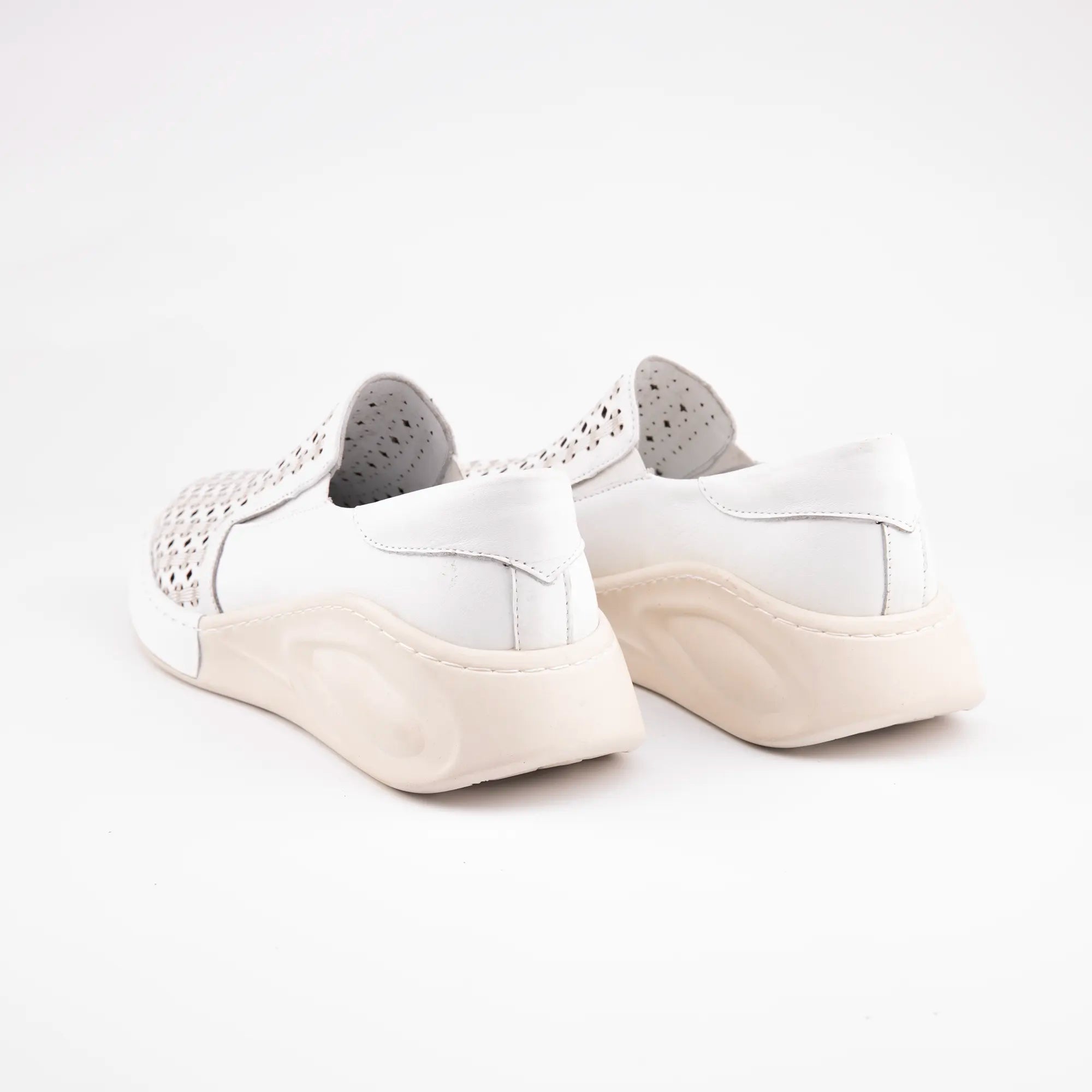 MrCalvano Solana Beach White Leather Slip-On Women's Shoes