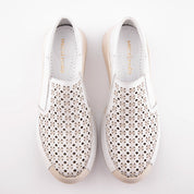 MrCalvano Solana Beach White Leather Slip-On Women's Shoes