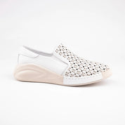 MrCalvano Solana Beach White Leather Slip-On Women's Shoes